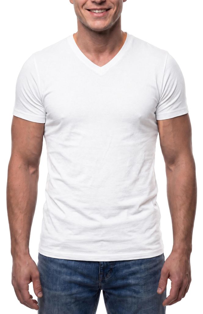 Mivaro Herren T-Shirt mit V-Ausschnitt in Weiß - kurzarm Produktbild 