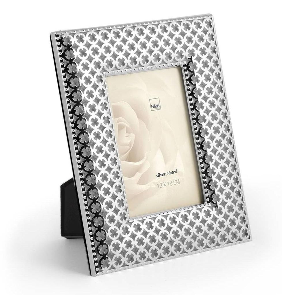 H&h Bilderrahmen mit Silberrand, 18x13 cm, beige