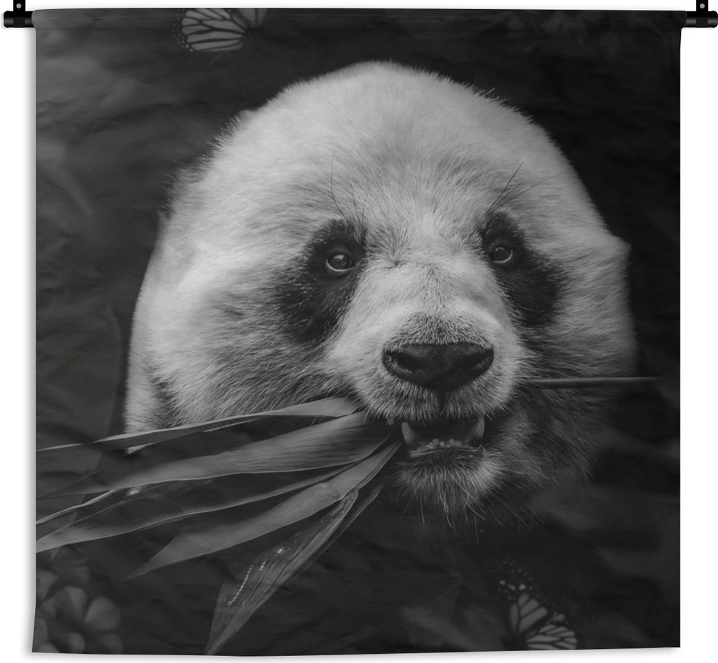 MuchoWow Wandteppich Wandbehang Tiere - Panda - Dschungel - Schwarz - Weiß 150x150 cm Tapisserie Dekoration Wandtuch - Wohnaccessoires - Modernes