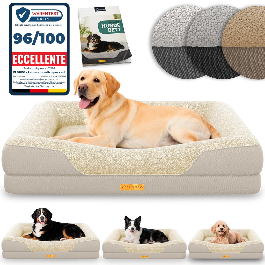ELONEO Letto ortopedico per cani, taglia L - Crema Immagine del prodotto 