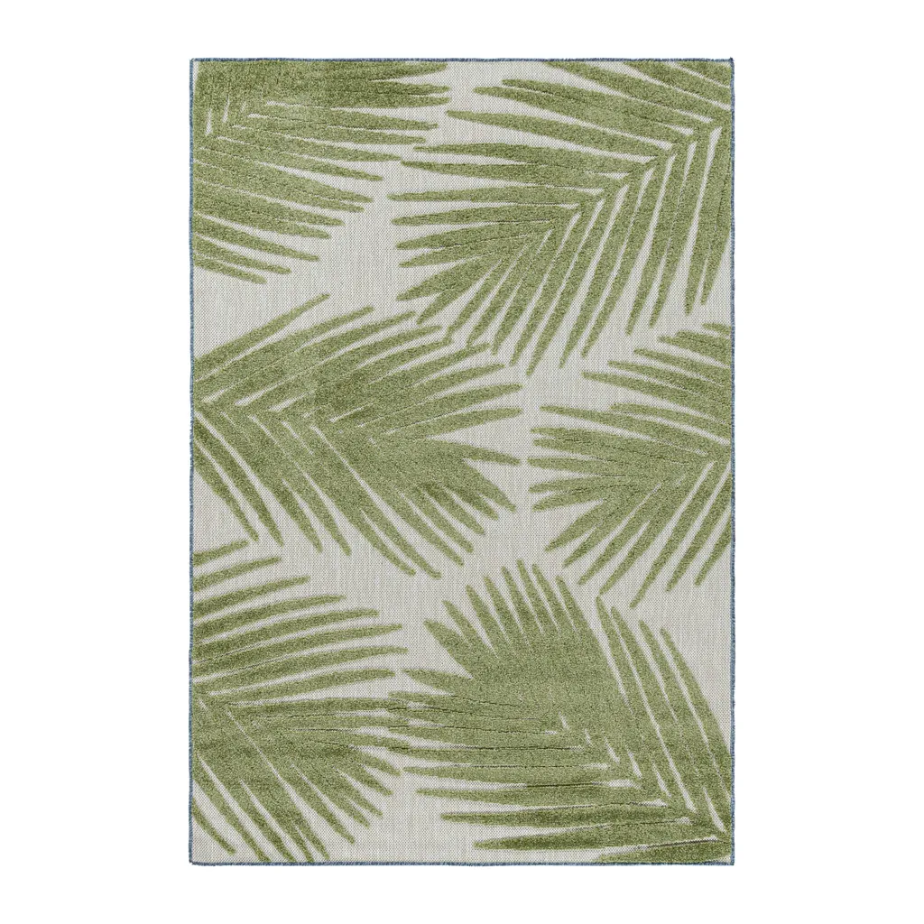 Grand Tapis de Terrasse Design Vert Bahama Palm 240x340cm de Qualité