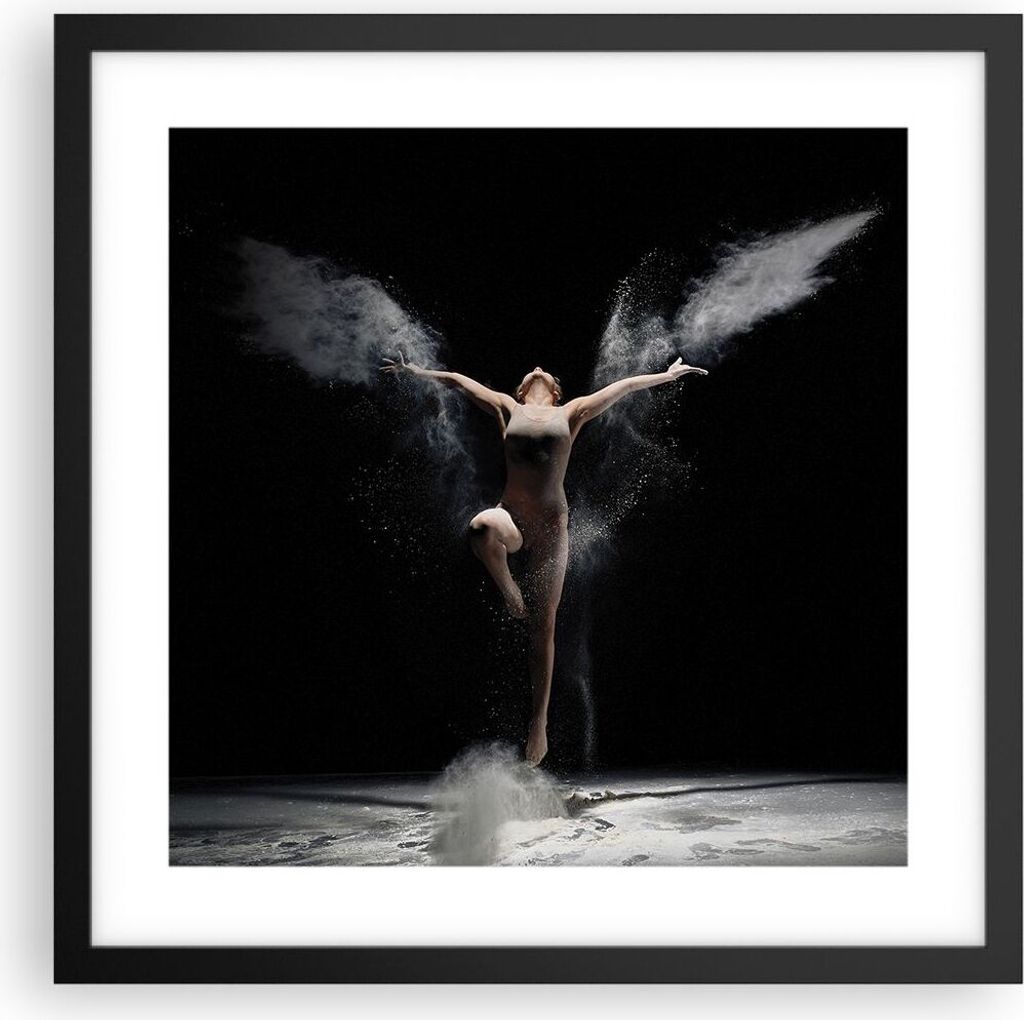 Gerahmtes Poster - Schwarzer Rahmen - Fotografie Tanz Flügel - 40x40 cm - Wand Bild - Wanddeko - Wandbilder - Kunstposter - Wandposter - Bilderrah...