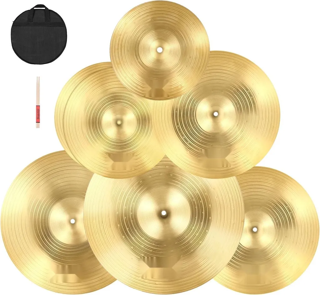 Set de cymbales complet avec charleston, crash, ride, splash et china