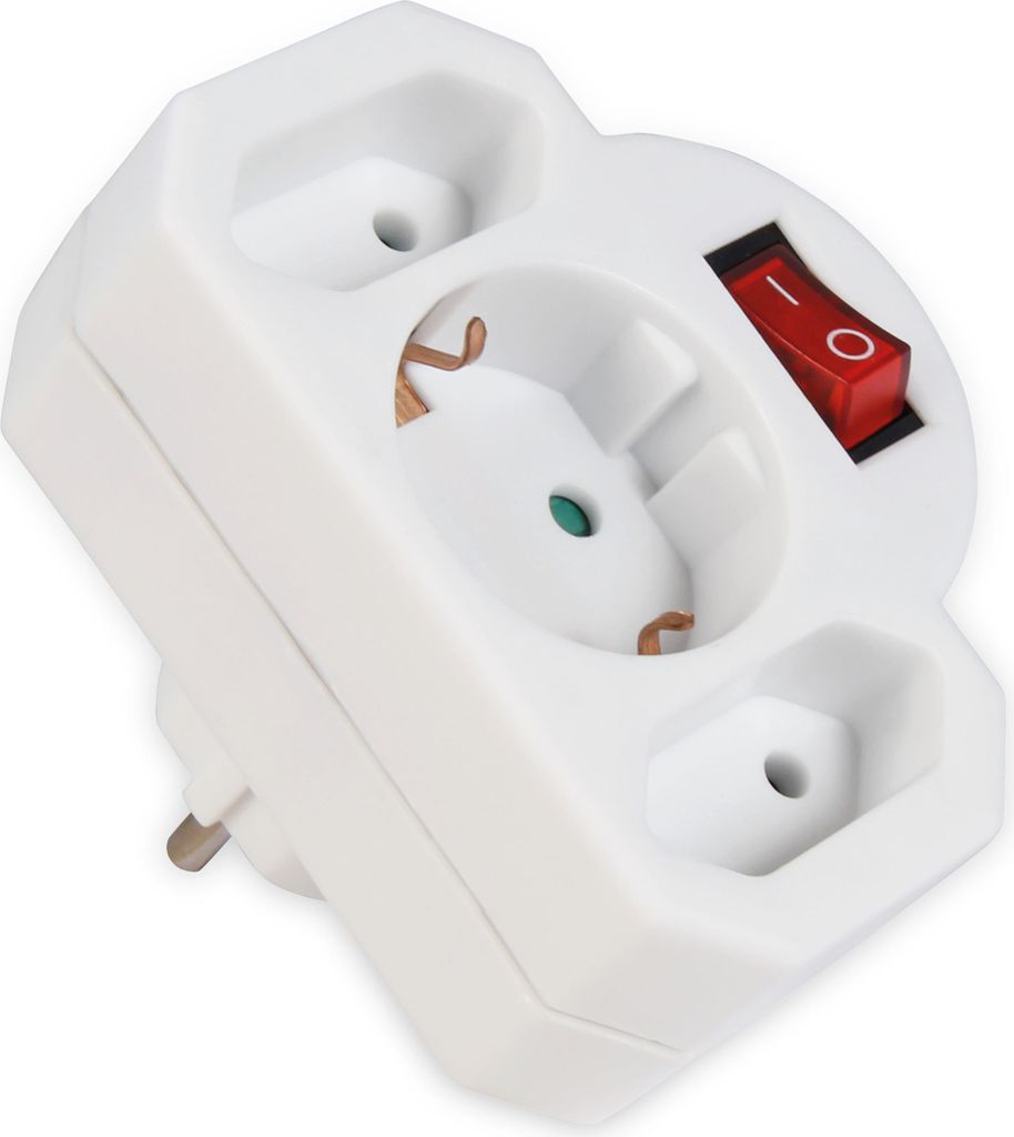 Zásuvkový adaptér McPower, 1x uzemňovací kontakt, 2x Euro, Obrázok produktu 