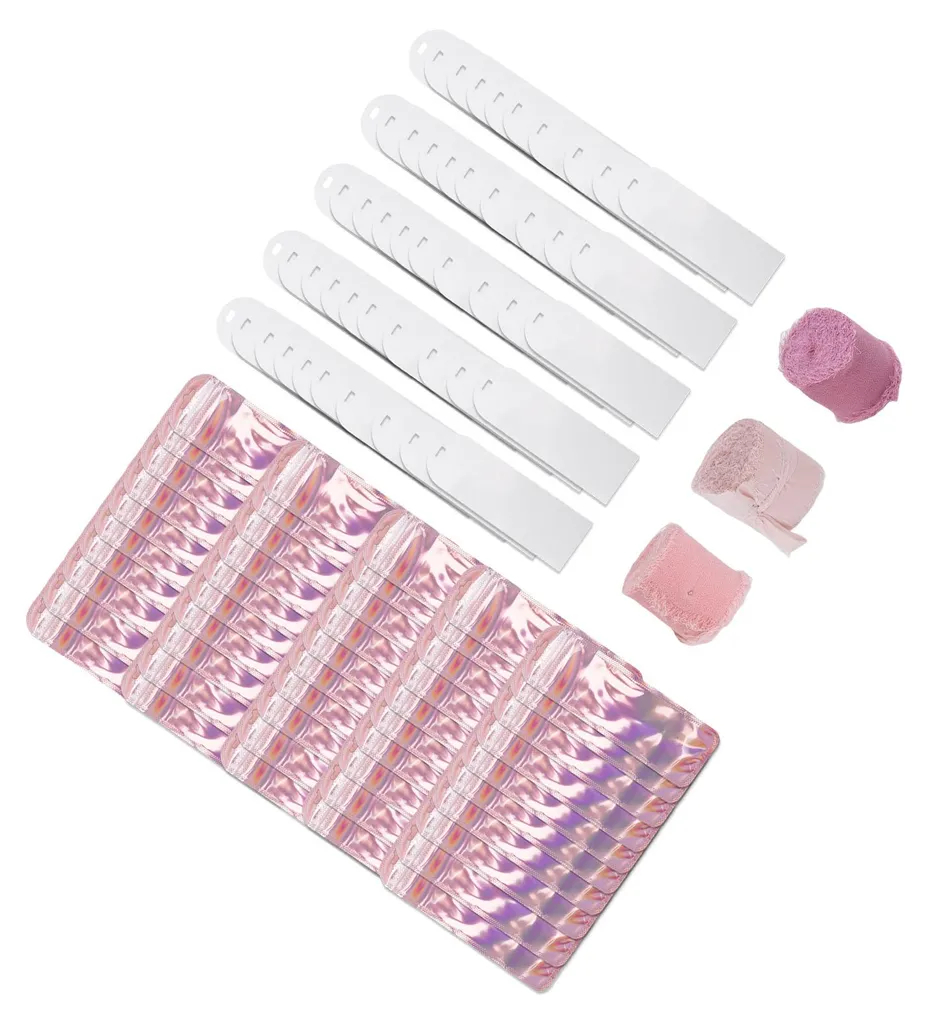 Kit 50 Marque-pages Acrylique Transparents avec Sachets et Rubans