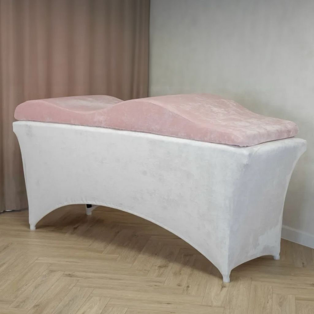Wellen-Matratze (curved lash bed topper) mit Memory-Schaum und velours Bezug | Für Wimpernverlängerung, Kosmetikbehandlungen | 180x60cm light-pink