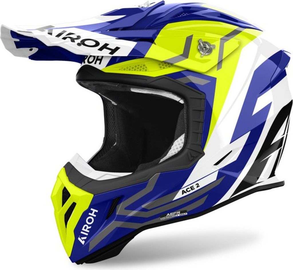 Airoh Aviator Ace 2 Ground Motocross Helm, weiß/gelb/blau, XL (61)