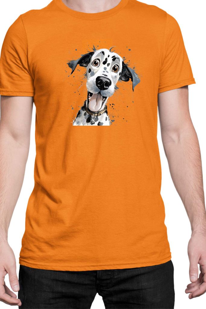 Herren T-Shirt Funny Dogs Breeds Dalmatian Dog Breed, Man S / Orange