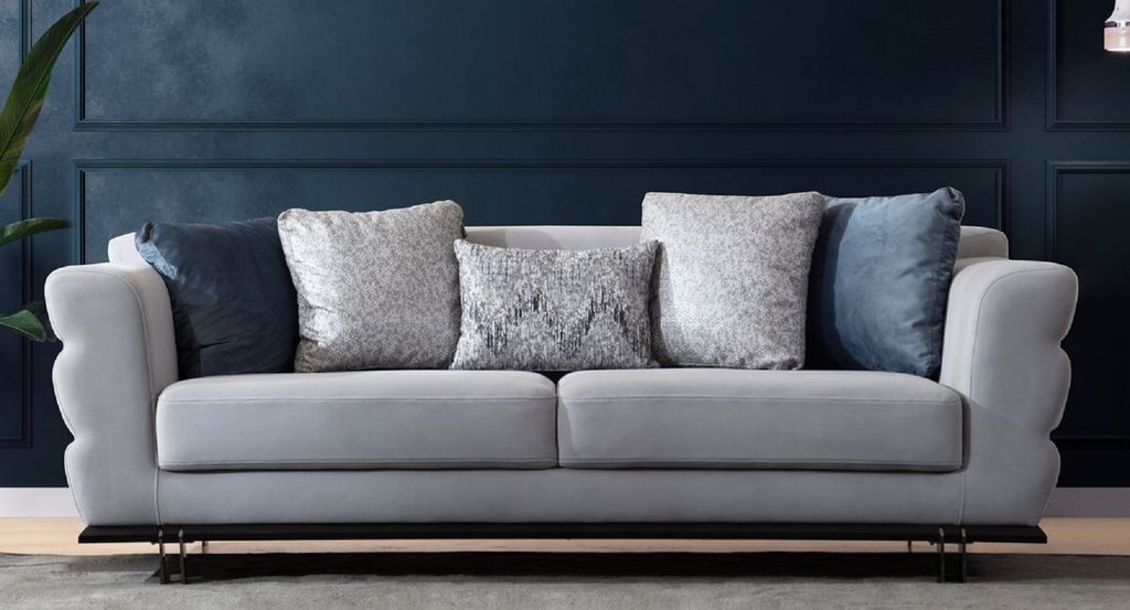 Casa Padrino Luxus Sofa Grau / Schwarz 230 x 102 x H. 88 cm - Wohnzimmer Sofa - Hotel Sofa - Wohnzimmer Möbel - Wohnzimmer Einrichtung - Hotel Mö...