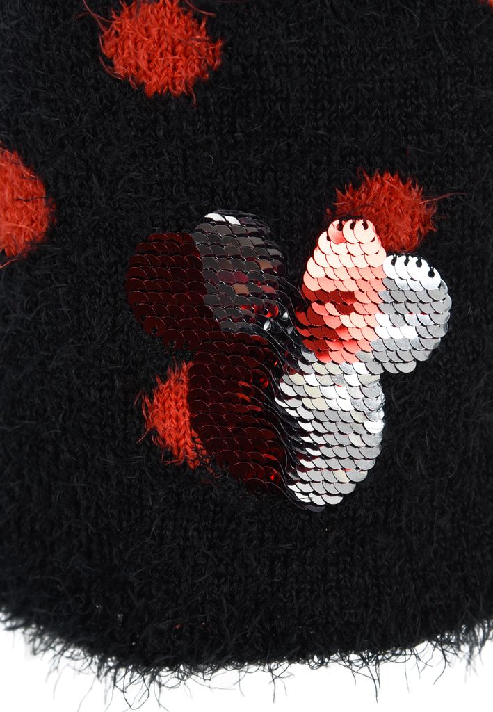 Minnie Mouse Kinder Winter-Mütze Mädchen Bommel-Mütze , Farbe:Schwarz, Größe:54