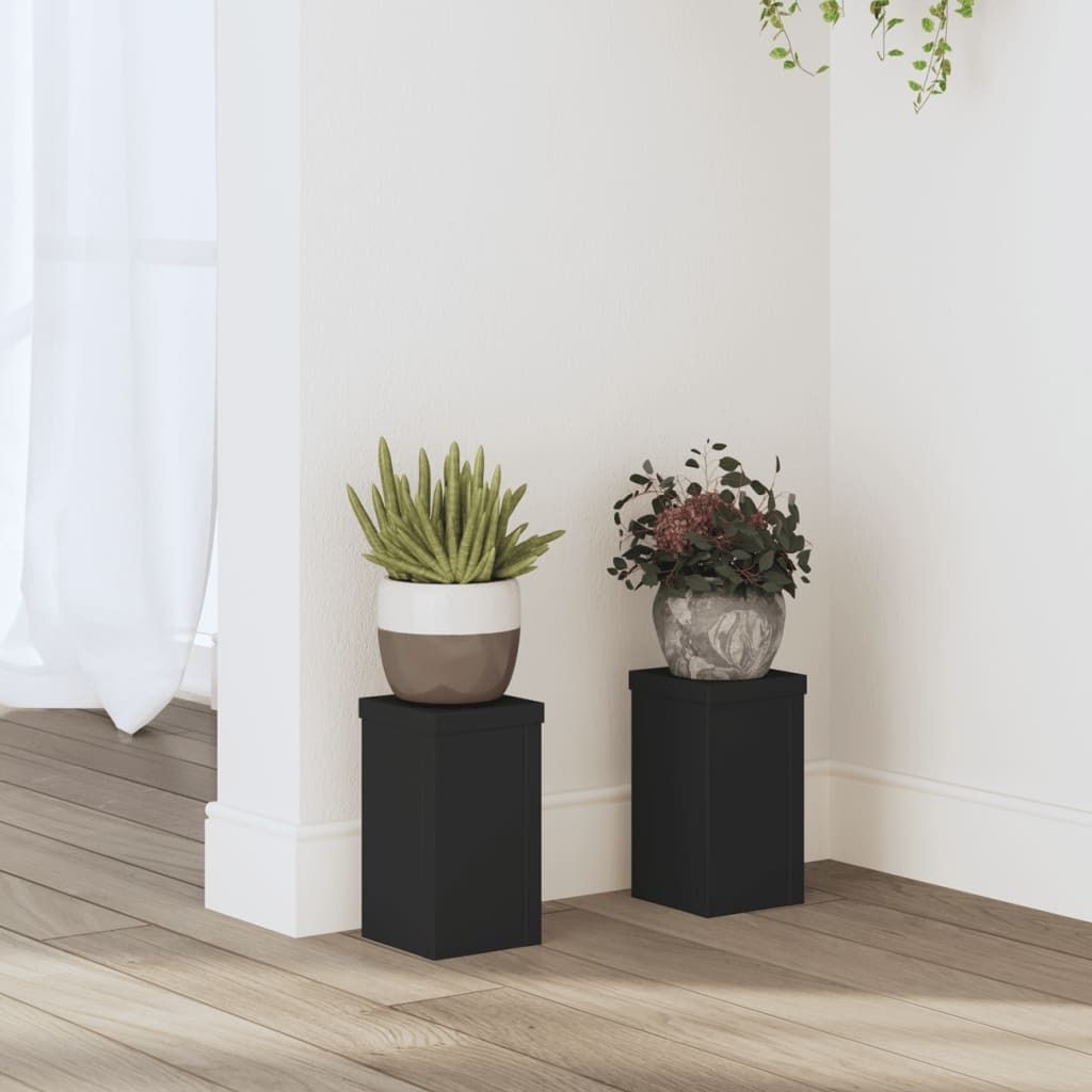 "2026 Promotion" Pflanzenständer - Hochbeet - 2 Stk. - Blumenkasten - Schwarz 10x10x18 cm - Holzwerkstoff - Beete CC31159