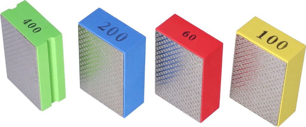 4Pcs Diamant Hand Polierpads für Fliesen Stein Trimmen Entgraten 60# 100# 200# 400# Grit