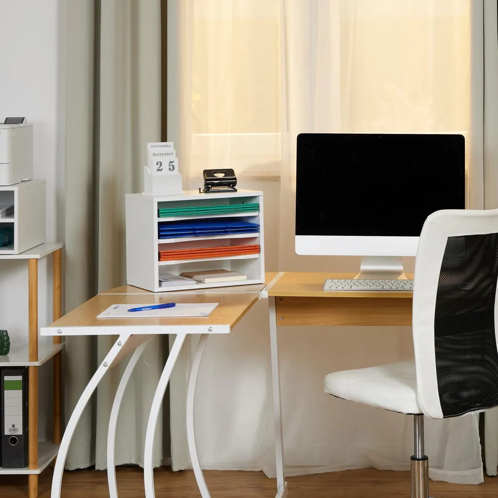 Compartiment à documents blanc avec 4 compartiments de tri verticaux