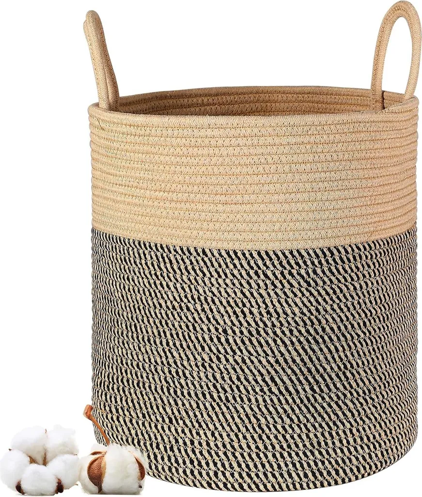 Panier à linge souple en jute et coton - Fini le désordre dans la chambre