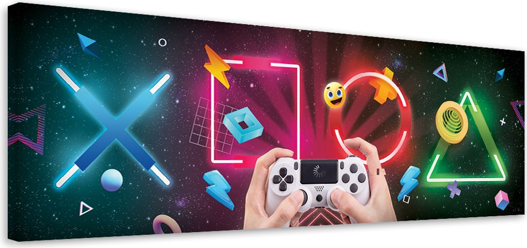 Leinwandbild Tasten und Spielcontroller 120x40 Feeby Bunt bild für die wand bereit zum aufhängen