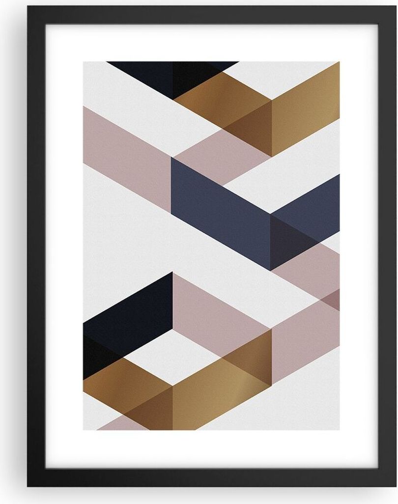 Gerahmtes Poster - Schwarzer Rahmen - Abstraktion Muster Diamant - 30x40 cm - Wand Bild - Wanddeko - Wandbilder - Wandposter - Bilderrahmen - Bilde...
