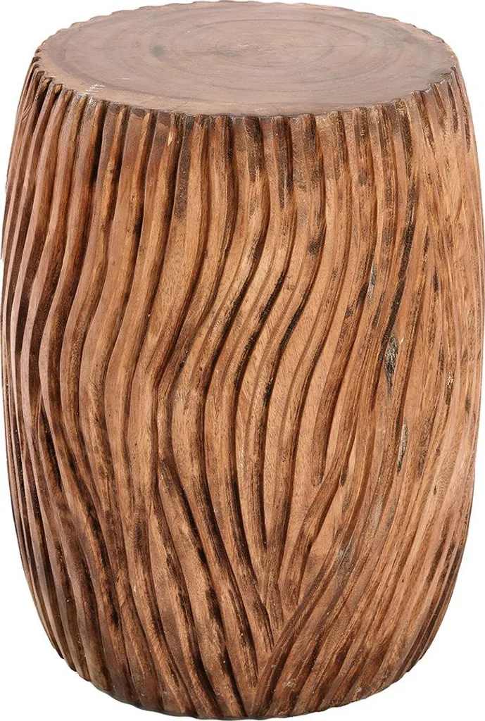 Petit tabouret carré en bois exotique marron - Bout de canapé en suar