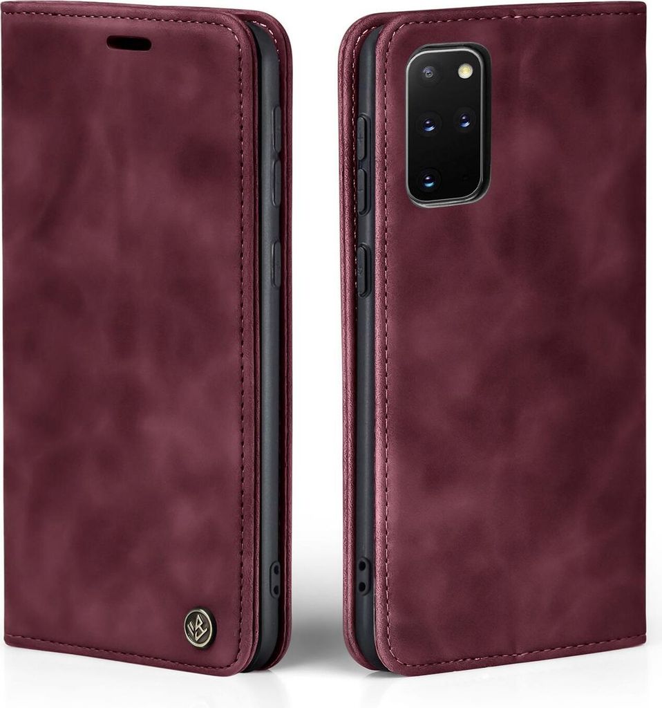 Handy Hülle für Samsung Galaxy S20+ Klapphülle Bookcase Flip Cover Handy Tasche Etui Farbe: Weinrot