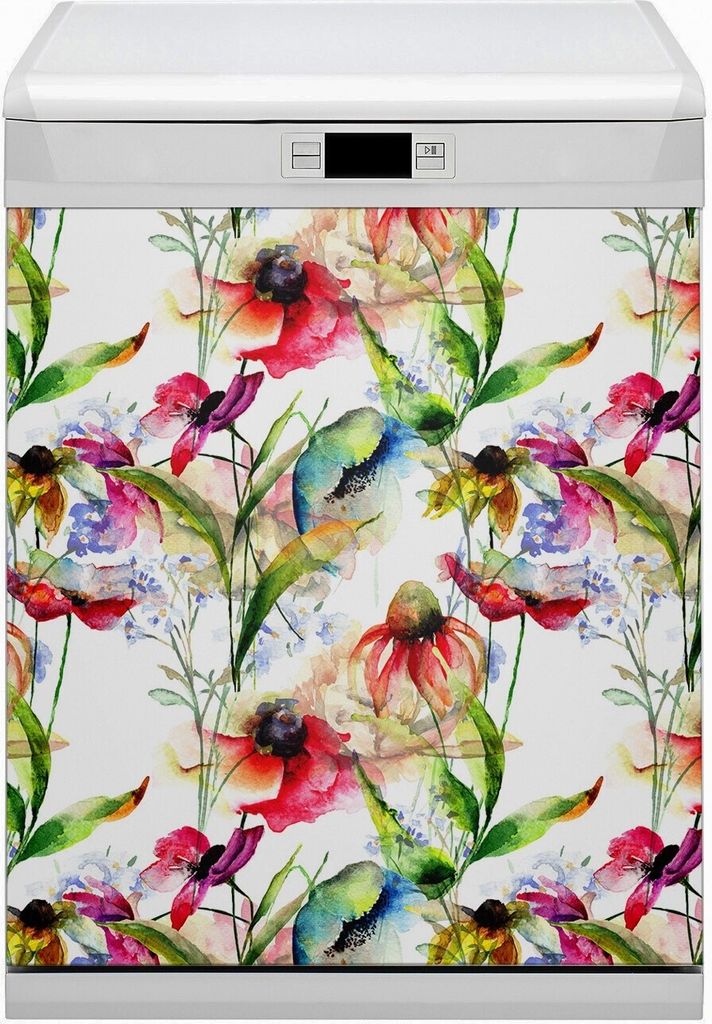 Magnetmatte Geschirrspüle Abwaschbar Küche Magnete Nachbildung 60x80 cm - Farbige Blumen