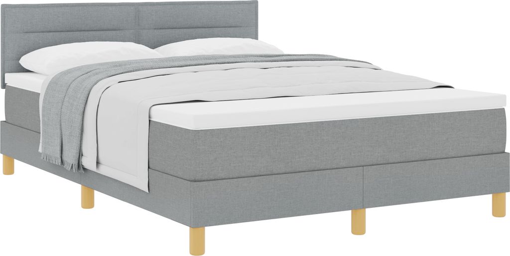 Best Möbel Bettrahmen, Boxspringbett mit Matratze Hellgrau 140x200 cm Stoff - Klassische Betten CL32582
