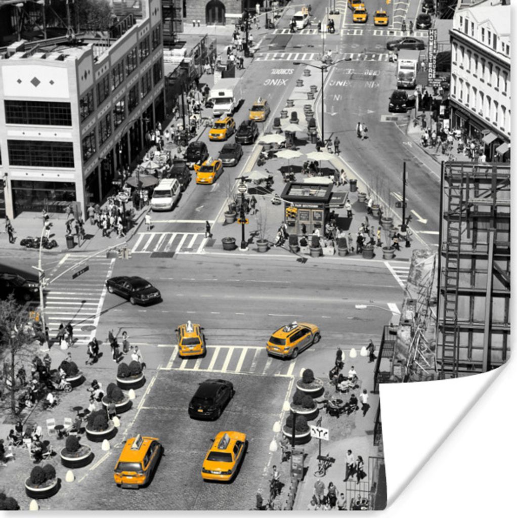 MuchoWow Poster Schwarz-Weiß-Luftaufnahme von Manhattan in den USA 50x50 cm - Wohnzimmerdekoration