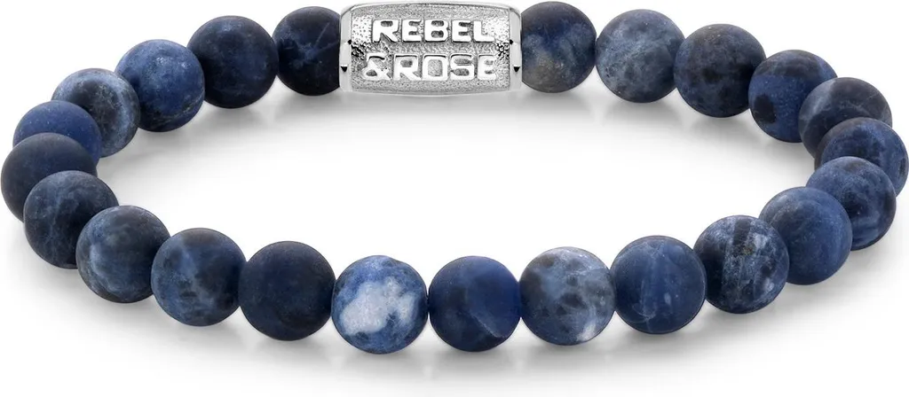 Rebel & Rose RR-80022-S-L Mad Midnight: Bracciale in Pietra 8MM Uomo