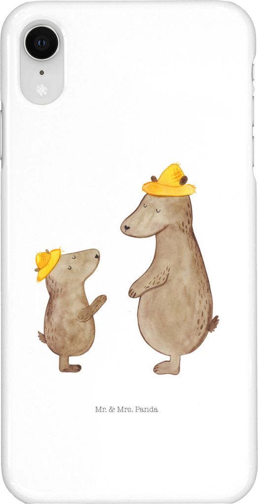 Mr. & Mrs. Panda Iphone XR Handyhülle Bären mit Hut - Weiß - Geschenk, Papa, Kinder, Vatertag, Handy Case, Premium Kunststoff, Muttertag