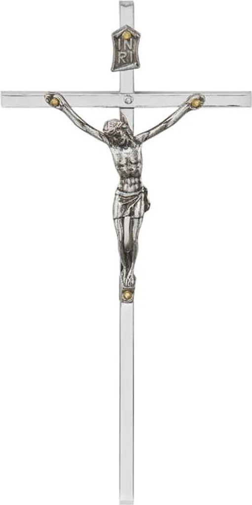 Petite croix murale 13,5 cm en maillechort - Ne ternit pas avec le temps