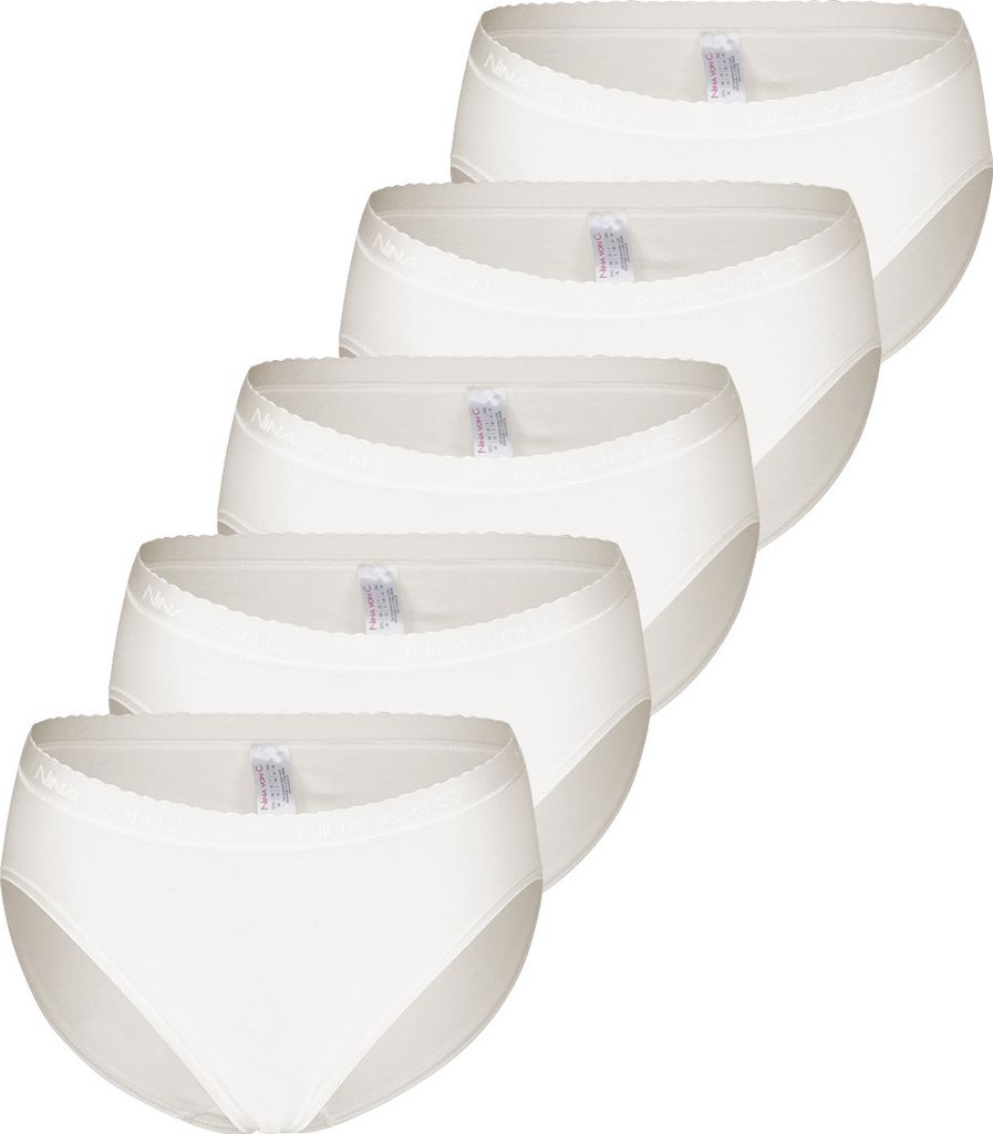 Nina von C. 5er Pack Basic Midi Slip Pflegeleicht uns formbeständig, Schmaler Glanzgummi am Beinabschluss, Ohne Seitennähte