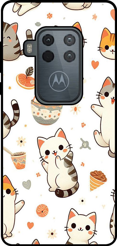 Smartphonica Handytasche Passend für Motorola One Zoom mit Katzenaufdruck - TPU Rückendeckung Fall Katze Design