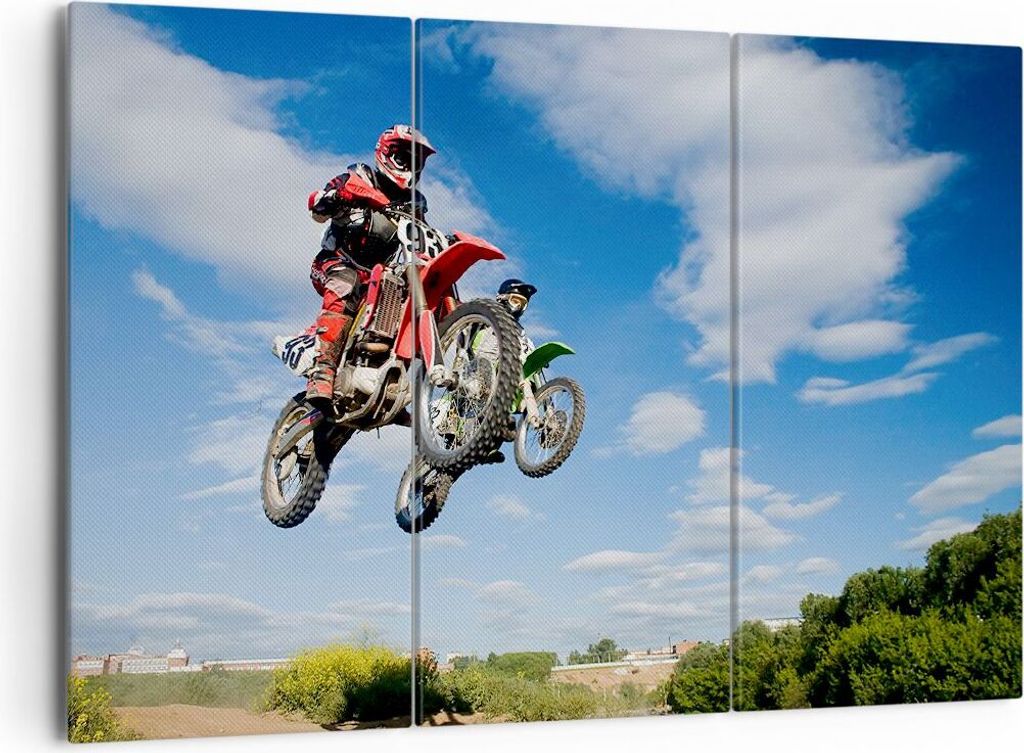 Bild auf Leinwand - Leinwandbild - Motorrad Reiter Himmel - Produktbild 