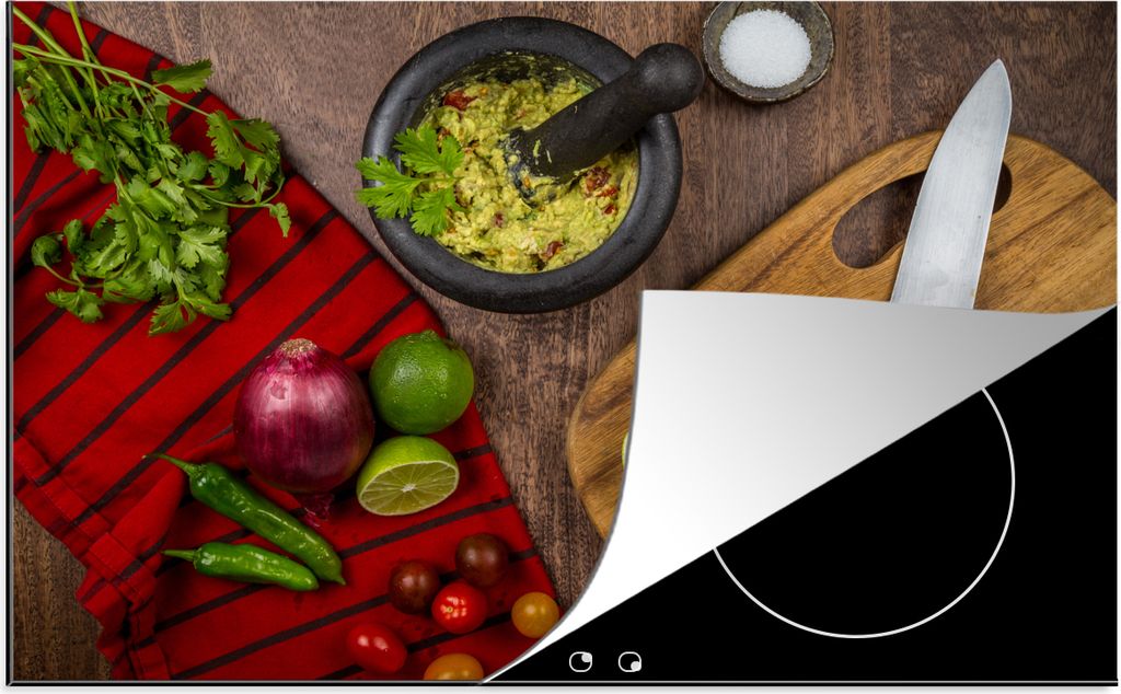 KitchenYeah Herdabdeckplatte Kräuter und Gewürze, einschließlich Jalapeño-Paprika , 81x52cm, Küche Deko, Glaskeramikkochfeld Herdabdeckung, ...