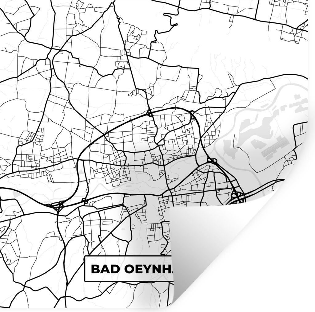 MuchoWow Wandtattoo Wandsticker Wandaufkleber Bad-Oeynhausen - Stadtplan - Karte 30x30 cm Selbstklebend und Repositionierbar - Repositionierbar -...