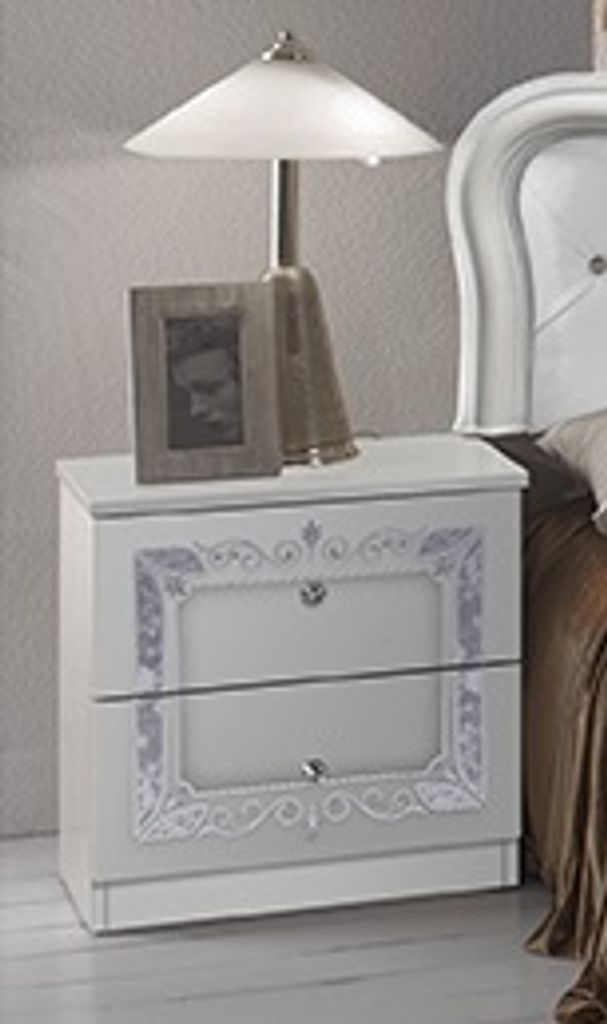 Barock Nachtkonsole Luisa 2er Set in Weiß / Silber Produktbild 
