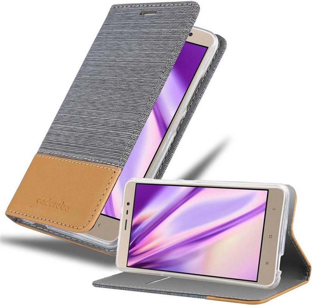 Cadorabo Hülle für Xiaomi RedMi NOTE 3 Schutzhülle in Grau Handy Hülle Etui Book Case Cover
