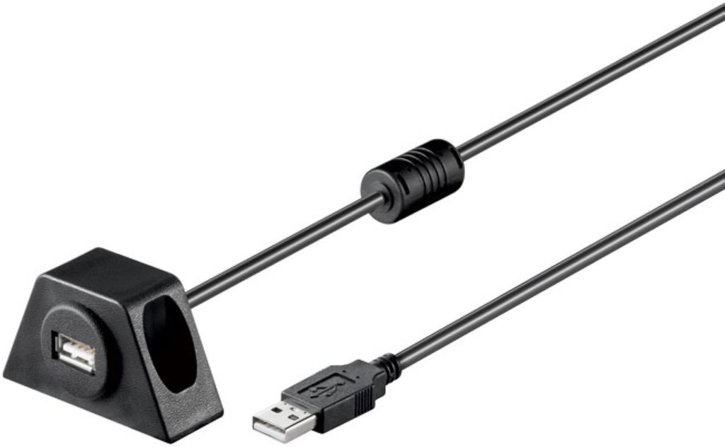 USB-A-Verlängerung mit Sicherungsclip, 1,2 m, schwarz 2,5 Produktbild 