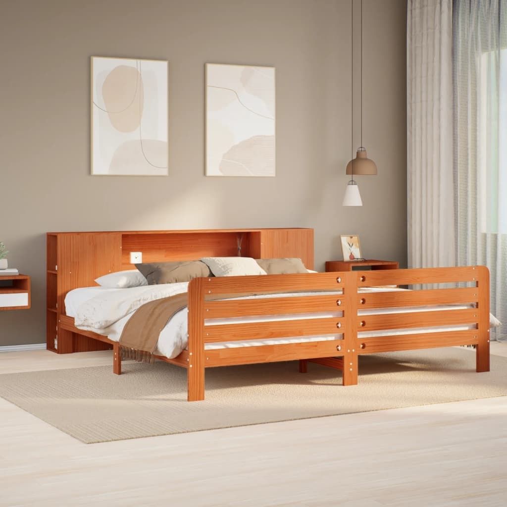 Möbel Massivholzbett ohne Matratze Wachsbraun 180x200 Kiefernholz - Bettrahmen 3309889