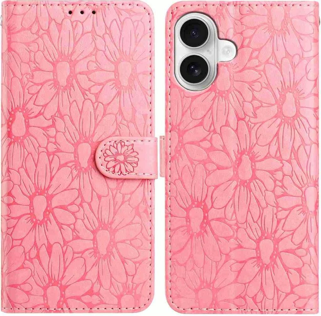 Mobigear Flowers iPhone 17 Hülle Klapphülle Geldbörse - Pink