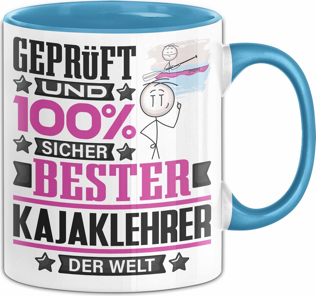 Kajaklehrer Geschenk Lustiger Spruch für Kajaklehrer Geschenkidee Bester Kajaklehrer Der Welt (Blau)