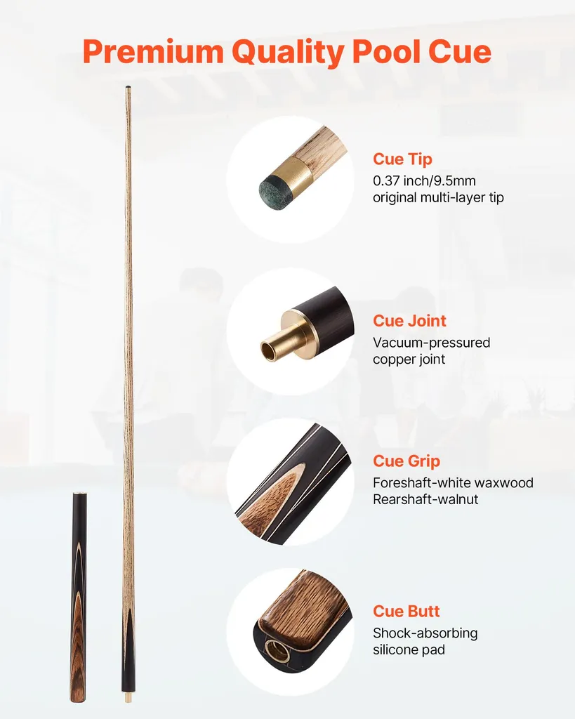 Queue de Billard Anti-Vibration avec Valise de Protection et Rallonge