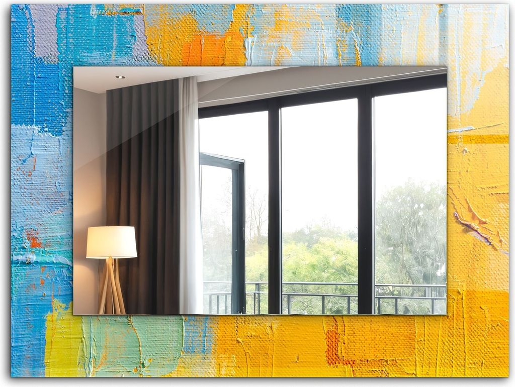 Bedruckter Spiegel - Wandspiegel - Dekorativer - Modern - 80x60 cm - Abstraktes Ölgemälde