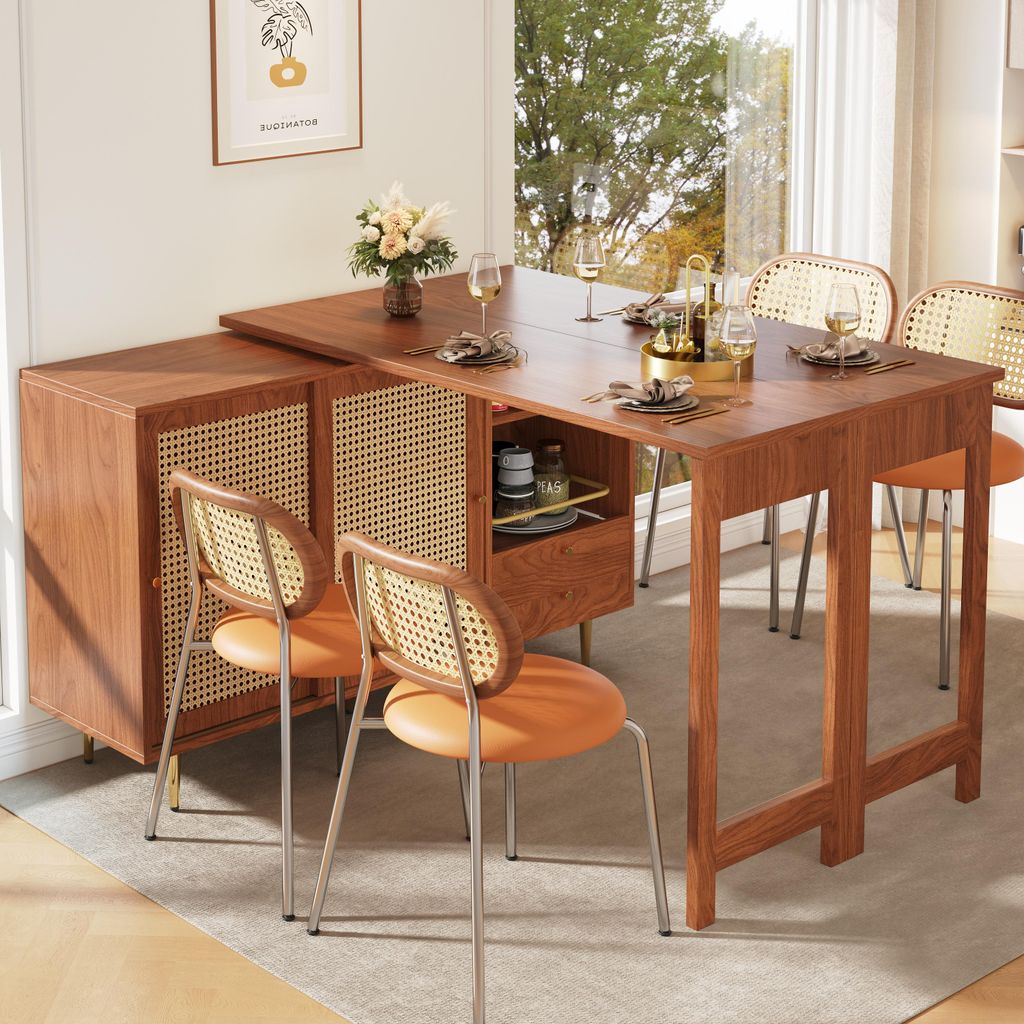 OKWISH Table Bar Rotative 360° Extensible - Avec Rangement Image du produit 