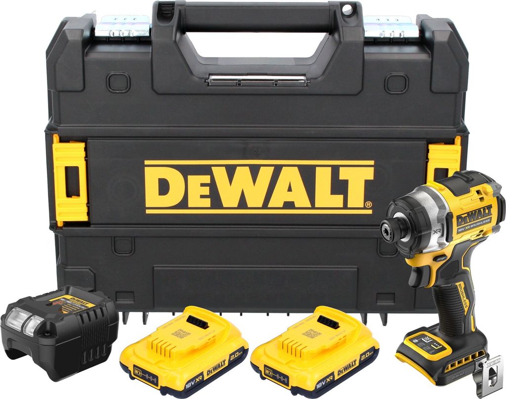 DeWalt DCF 860 D2T Akku Schlagschrauber 18 V 282 Nm 1/4" Brushless + 2x Akku 2,0 Ah + Ladegerät + TSTAK