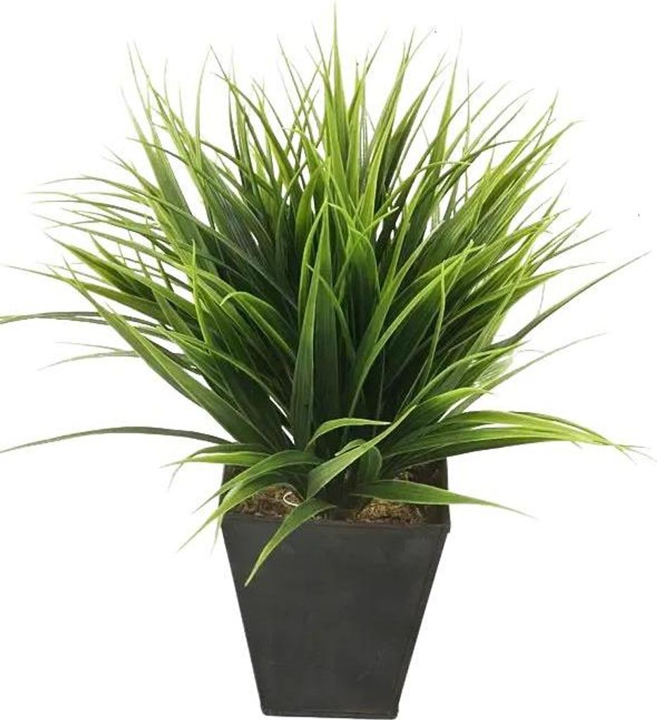 künstliches Gras, Grünpflanze im Zinktopf H. 30cm D. 10cm Produktbild 