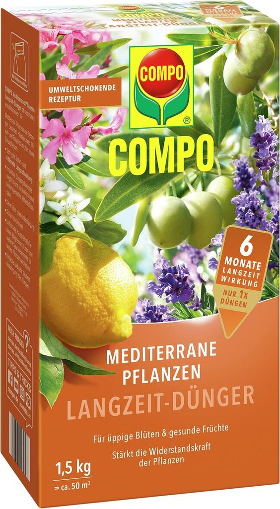 COMPO Mediterrane Pflanzen Langzeit-Dünger für 50 m² - 1,5 kg