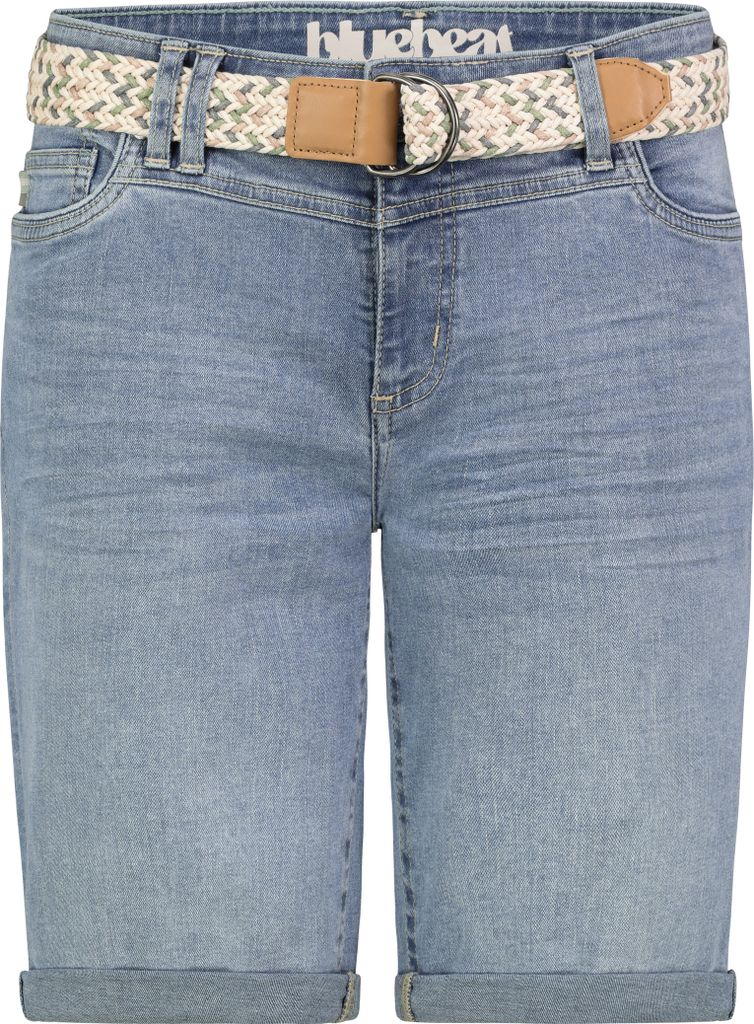 Sublevel Denim Bermuda Jeans Shorts mit Flechtgürtel und Umschlag Größe: XS