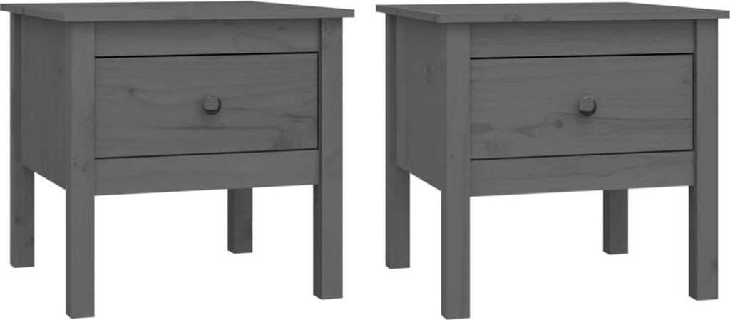 vidaXL Bočné stoly 2 ks. Sivé 50x50x49 cm z masívneho Obrázok produktu 
