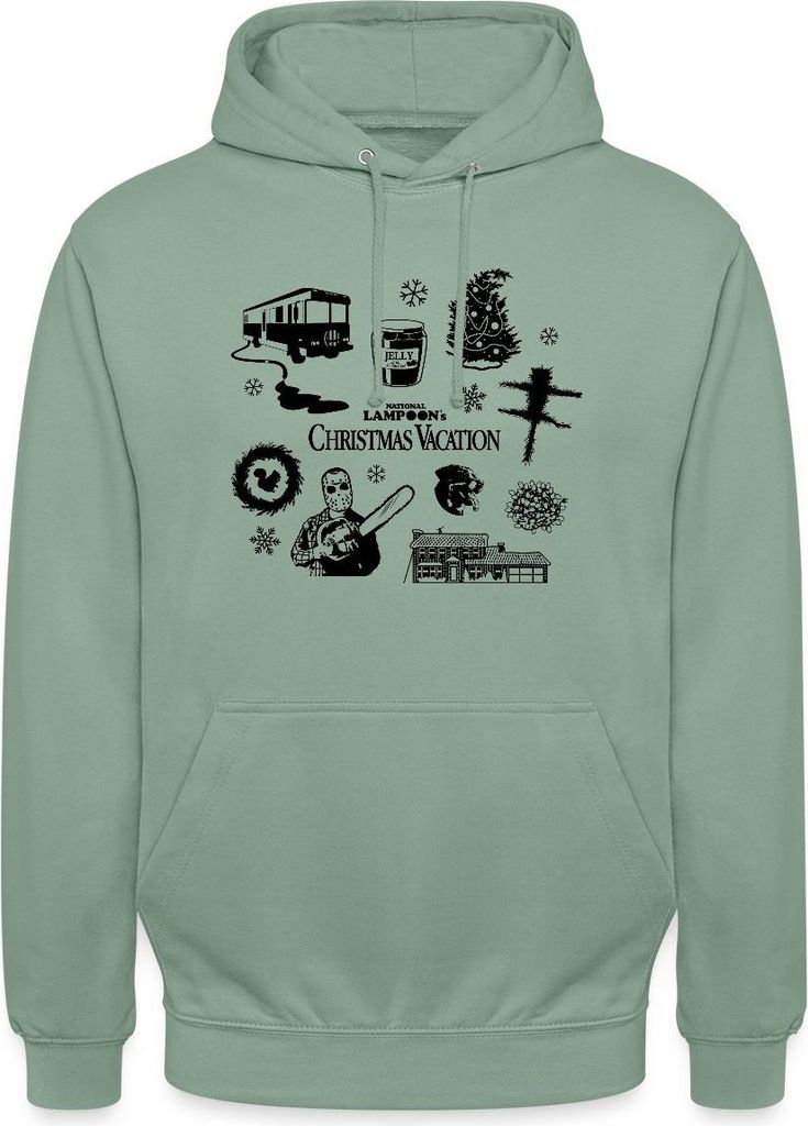 Spreadshirt Schöne Bescherung Symbole Des Films In Schwarz Uni Hoodie, 3XL, Graugrün