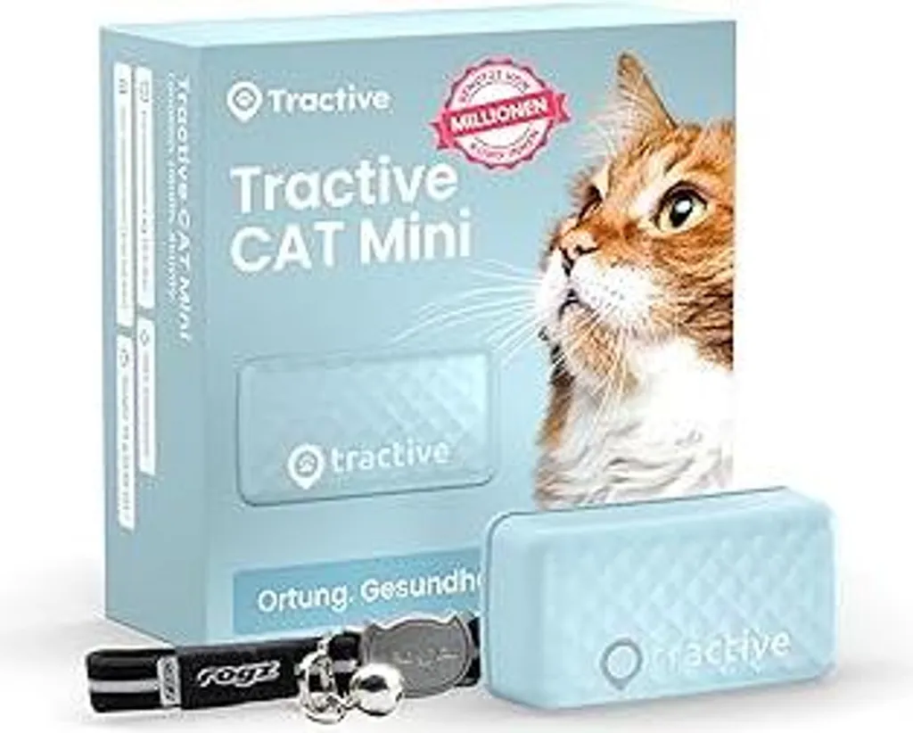 Localizzatore GPS Tractive CAT Mini per gatti | Leader di mercato | Localizzazione in tempo reale | Cronologia delle posizioni | Avvisi sulla salute | Monitoraggio dell'attività | Collare incluso | Abbonamento richiesto (Mint)
