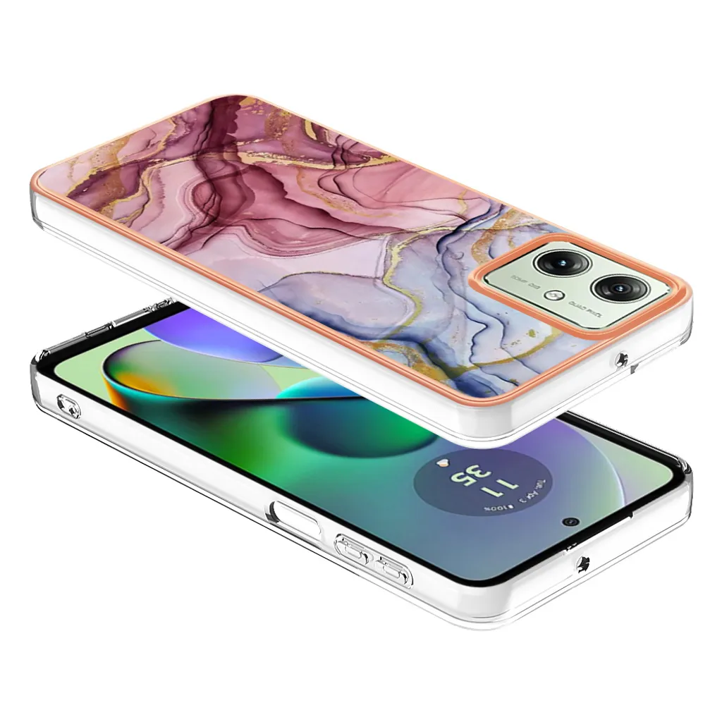 Custodia Motorola Moto G54 Antiurto Silicone TPU Rinforzato Oro Rosa - 4